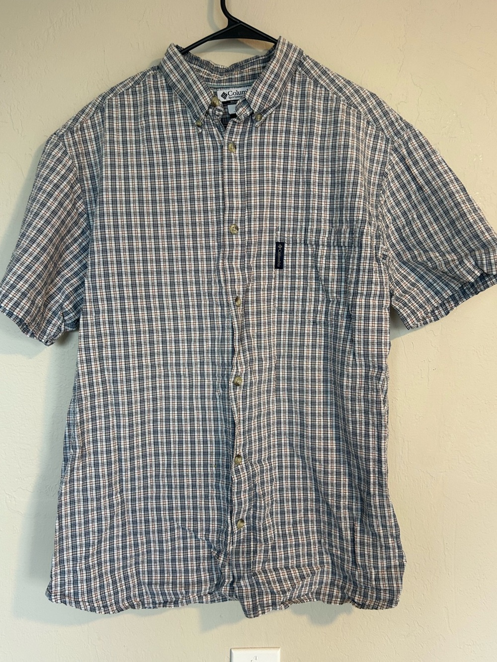 Columbia Mens XL Plaid Short Sleeve Button Up Shirt 100% Cotton (1920)